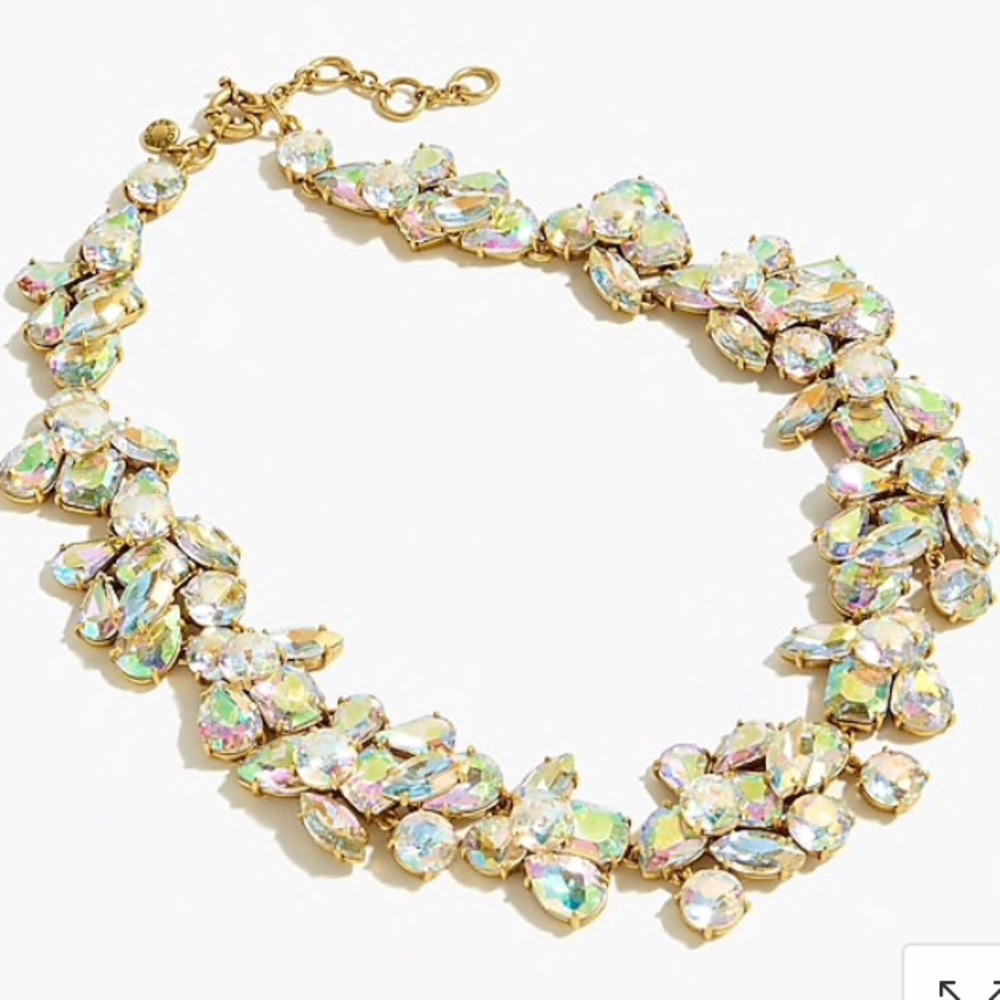 Jcrew Crystal cluster stone necklace- Beautiful for PROM or WEDDING